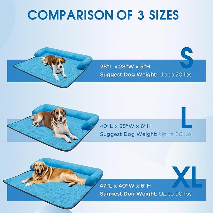 Extra Large Cooling Dog Bed, Cooling Mat for Dogs | Machine Washable Couch Bed, Waterproof & Non-Slip Blanket Cover | Pad for Pets Indoor Outdoor(No Gel), XL-47 x 40 inch