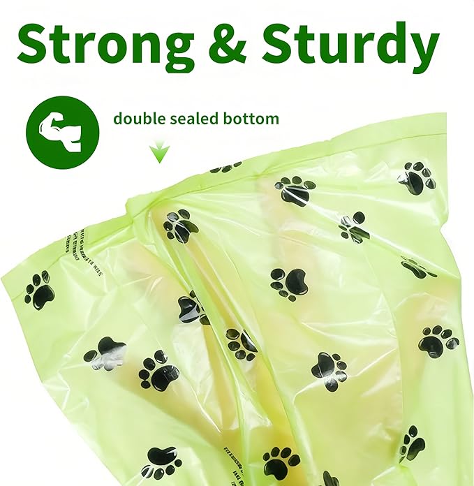390 Count Dog Poop Bags, 12” x 9” Scented Poop Bag for Dogs with Dispenser, Leakproof Strong & Sturdy Waste Bags for Doggie Cat Pet (18 Rolls, Green)