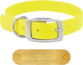 Regal Dog Products Small Yellow Waterproof Dog Collars with Custom Engraved Name Plate | Vinyl Coated, Anti, Easy to Clean Personalized Dog Collar - Other Sizes for Medium & Large Dogs