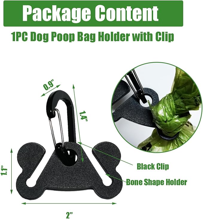 Dog Poop Bag Holder Dogs Waste Bag Carrier Pet Poop Bags Holders for Doggie Waste Bags Dispensers, Clip Carrier for Leash Small Doggy Puppy Hand Free Walking Accessory Attachment, Black