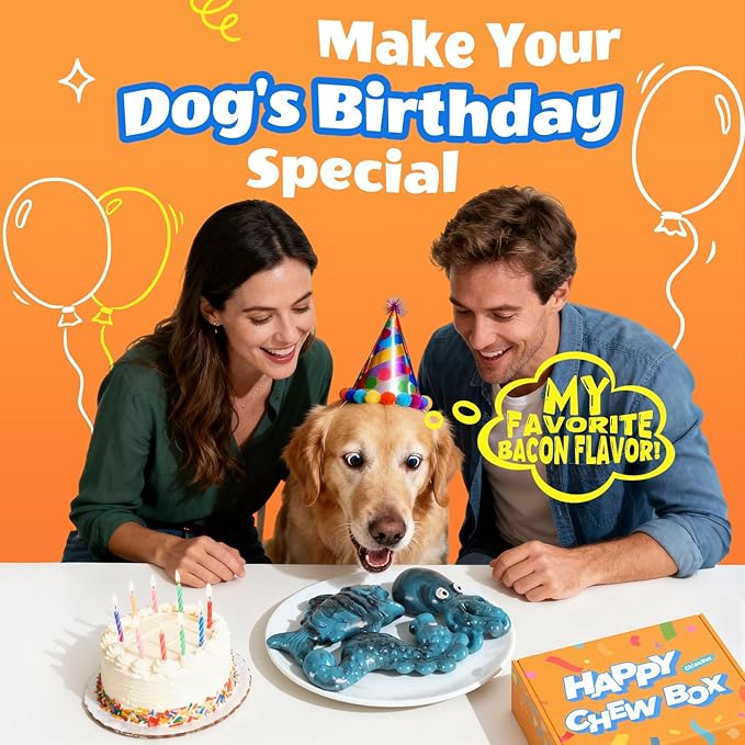Dog Toys for Aggressive Chewers: Gift Box with 3 Pack Indestructible Dog Toy, Bacon Flavored Big Tough Chew Bones for Medium Large Breed 25-90lbs to Keep Them Busy, Birthday Holiday Dog Gift