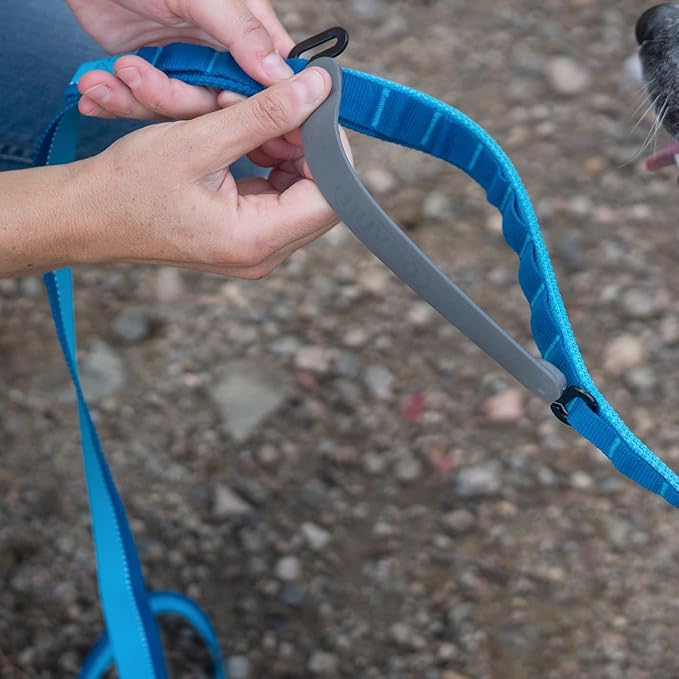Hands Free Dog Leash - Waist Leash for Walking and Hiking with Medium and Large Dogs, Adjustable 4 to 6 FT Bungee Lead with Traffic Handle by Nuvuq (18-120 lbs, Blue)