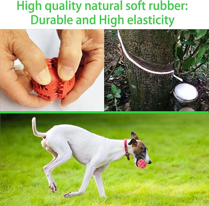 2 Pcs Dog Teeth Ball, Puzzle & Treat Dispensing Dog Toys, Non Toxic Tear Resistant Natural Rubber Toy for Pet Teeth Cleaning/Chewing/Playing/Training (Yellow+Red, 2.36in)