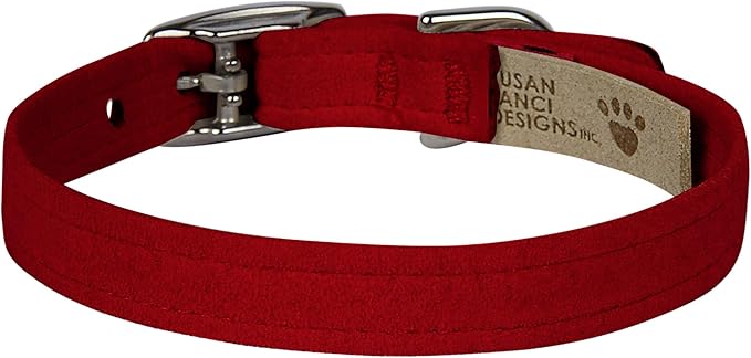 Susan Lanci Designs Ultrasuede Premium Dog Collar, Red, X-Large