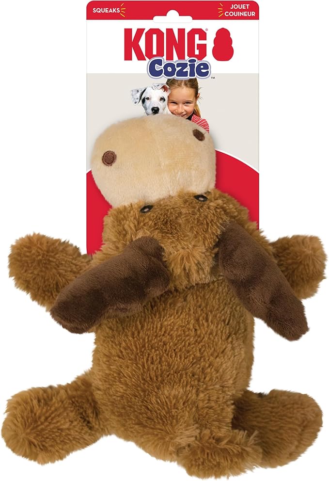 KONG XL 2 Pack - Soft Plush Dog Toy for Large Breeds - Durable, Cuddly & Squeaky - Perfect for Play & Comfort (Moose/Alligator)