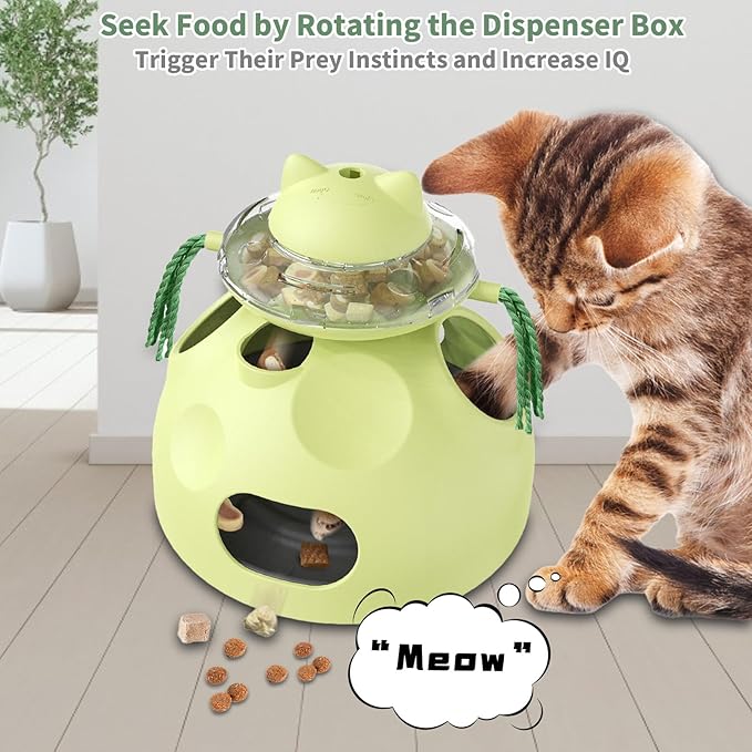 Interactive Cat Toy for Indoor Cats, 4-in-1 Modular Design with Treats Puzzle Slow Feeder, Cat Teaser Wand, Ball Maze & Spinning Ball | Kitten Enrichment Toys for Indoor