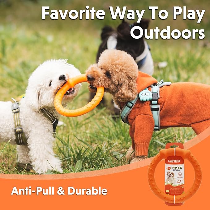 LaRoo Dog Training Ring for Outdoor Fitness Floatable Pulling Toy and Flying Disc Interactive Play Tool, Funny Dog Teething Toys for Throw, Fetch for Small Dogs