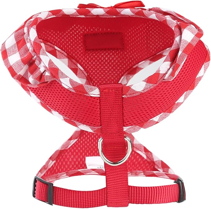 SuperBuddy Upgraded Soft Mesh Dog Harness, Super Breathable Lightweight Pet Harnesses for Puppy Dogs Outdoor Walking, Red Dog Harness -Small
