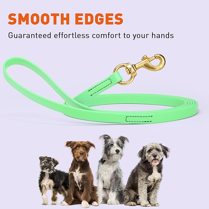 Viper Biothane K9 Working Dog Leash Waterproof Lead for Tracking Training Schutzhund Odor-Proof Long Line with Solid Brass Snap for Puppy Medium and Large Dogs, 15ft Sea Foam Green