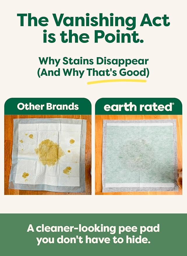 Earth Rated Max Absorbency Puppy Pee Pads for Dogs Absorbs 2X Faster & 2X More, Leak-Proof, Odor Control Potty Training, Unscented, Large, 22” x 23”, 75 Count