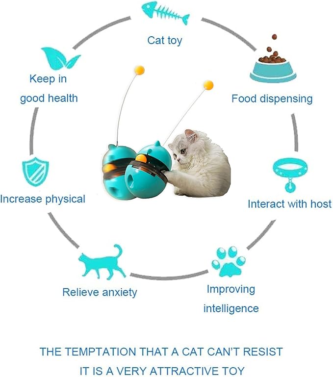 Cat Treat Dispenser Tumbler Interactive Puzzle Feeder, Cat Snacks Temptations Ball Food Puzzle Toy