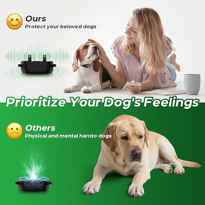 Dog Bark Collar for Large Medium Small Dogs, Smart Rechargeable Barking Collar with 5-Level Sensitivity, 4 Beep & Vibration Modes, Waterproof