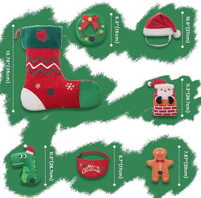 Laifug Christmas Dog Toys, containing rustling Paper Pieces to Attract Pets, Interactive Plush chew Toys Suitable for Small, Medium and Large Dogs, Relieving Canine Anxiety.