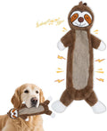 Squeaky Dog Toys for Small & Medium Breeds, Soft No Stuffing Interactive Puppy Teething Chewing Toy with Crinkle Paper, Best Birthday, Christmas, Halloween, Easter Gift, Flat Sloth