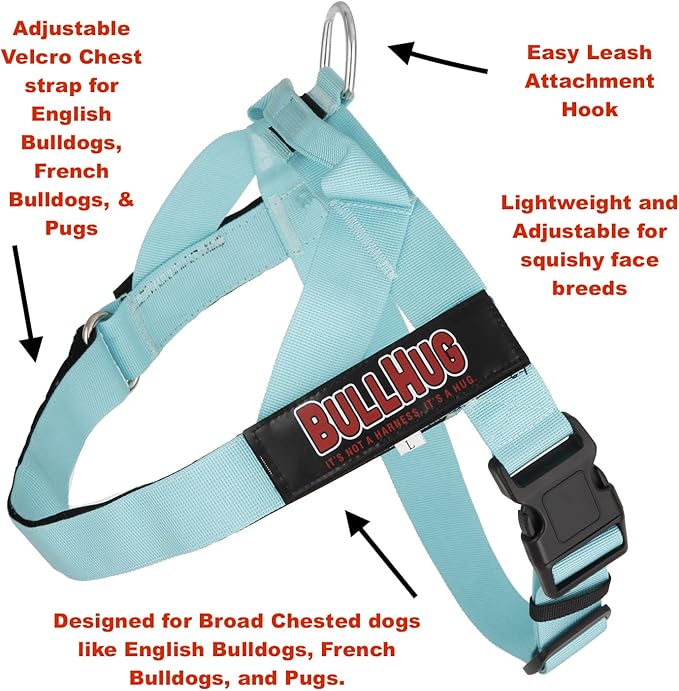 BULLHUG Adjustable Dog Harness– No Pull, No Choke – for English Bulldogs, French Bulldogs, Pugs & Broad-Chested Breeds – Easy, Safe Walks (NEON Orange, Medium)