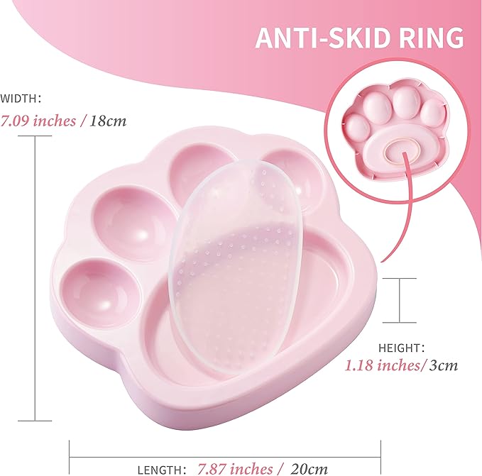 PetDreamHouse PAW 2-in-1 Mini Slow Feeder Dish & Lick Pad for Small Dogs & Cats, Paw-Shaped Slow Feeding Dish with an Interchangeable PAW Lick Pad.
