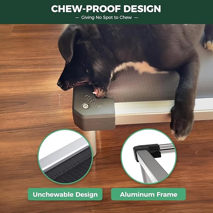 FXW TitanNest Chew-Proof Elevated Dog Bed, Raised Cot for Indoor/Outdoor/Camping Use, Durable & Washable Padded Pet Bed for Toy Dogs, 23.0" L x 17.0" W x 4.1" H, Gray