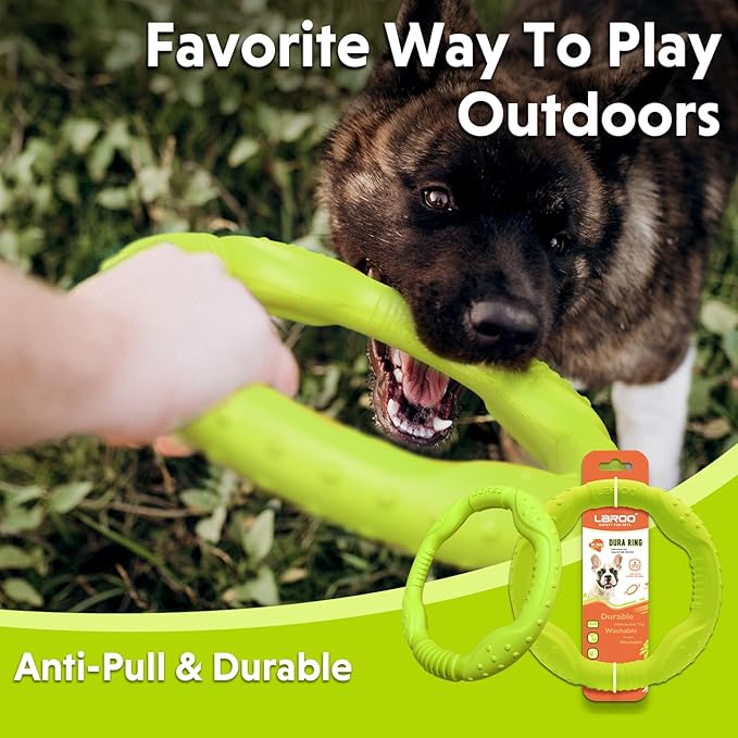 LaRoo Aggressive Chewer Toys - Floatable Flying Disc & Tug Toys for Dog Play, Fetch & Catch