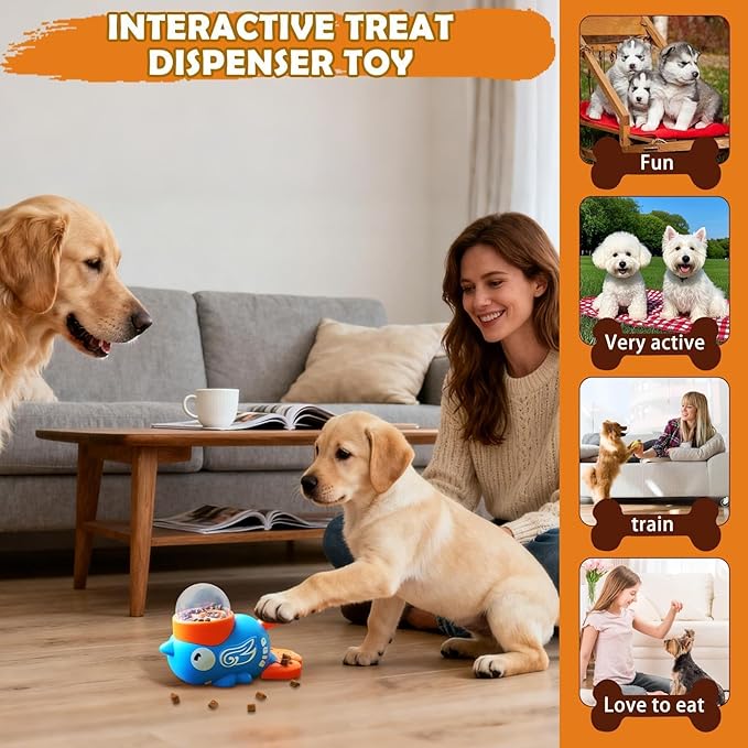 Dog Treat Toy - Interactive Puzzle Slow Feeder,Dog Food Treat Feeding Dispenser,for Puppy Kitten Small Medium Breed Training Boredom Travel Home Indoor