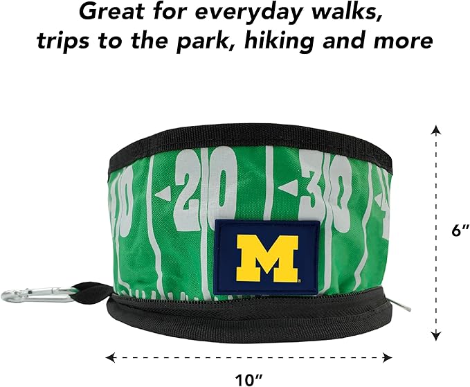 Pets First NCAA Michigan Wolverines Collapsible Dog Travel Bowl Set, 2 Pack Food & Water Bowls for Dogs, Best Portable & Lightweight Leak-Proof Dog Bowls for Travel