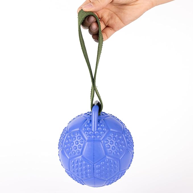 Eco Rubber Chuck & Treat Soccer Ball - Blue - Long Lasting Dog Chew Toys for Aggressive Chewers Strong Dog Toy for Dogs Durable Puppy Toys