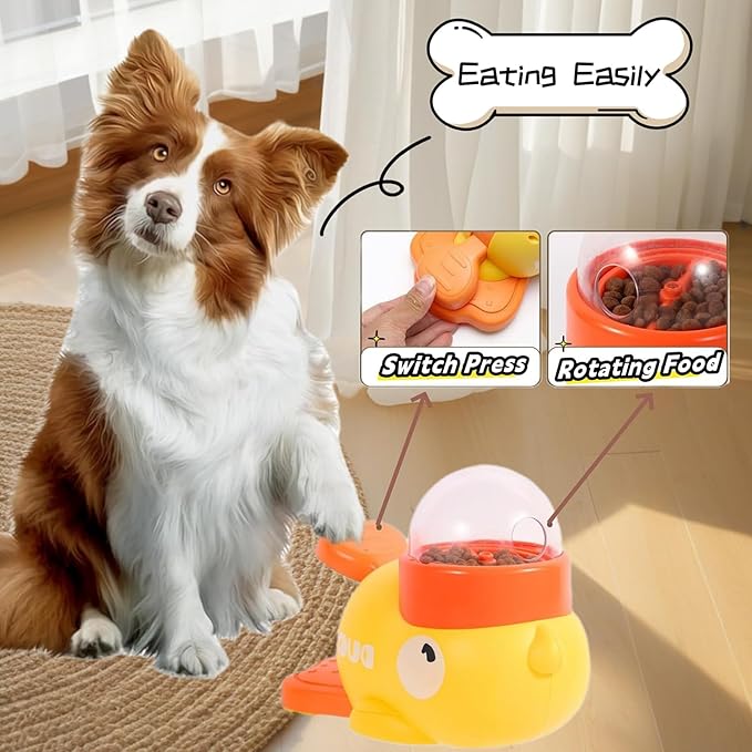 Duck Cat Treat Dispenser, Little Yellow Duck Cat Toy Treat Feeder, Ducks Puzzle Feeder for Cats, Interactive Ducks-Shaped Puzzle Feeder for Dogs, Slow Feeder for Pet Eating & Iq Training (Yellow)