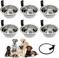 Hamiledyi 6 Pack Wall Mounted Elevated Dog Bowls - Adjustable Height Stainless Steel Raised Food & Water Bowls with Collapsible Stand for Medium & Large Dogs & Cats (M)