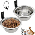 Hamiledyi 2 Pack Wall Mounted Elevated Dog Bowls - Adjustable Height Stainless Steel Raised Food & Water Bowls with Collapsible Stand for Medium & Large Dogs & Cats (L)