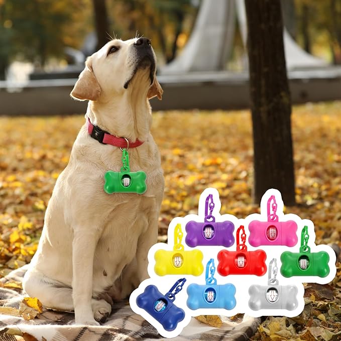 Fasmov 56 Pack Dog Poop Trash Bag Holder Dispenser Dog Poop Waste Bag Holder, Leak Proof, Dispenser Pet Waste Disposal Bag for Leash with Hook, PET Waste Bags for Walking Dogs Outdoor, Multiple Colors