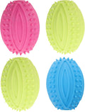 UEETEK Dog Rugby Ball Chew Toys : 4Pcs Interactive Dog Toys High Bounce Football for Puppy Teething Playing Training, 3.74x2.28x2.28 inch (Random Color)