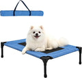 Elevated Outdoor Dog Bed, Raised Pet Cot for Medium and Large Dogs, Cooling Breathable Mesh, Durable Sturdy Frame, Washable Cover, Portable and Easy to Assemble Indoor/Outdoor Pet Bed, Blue, S