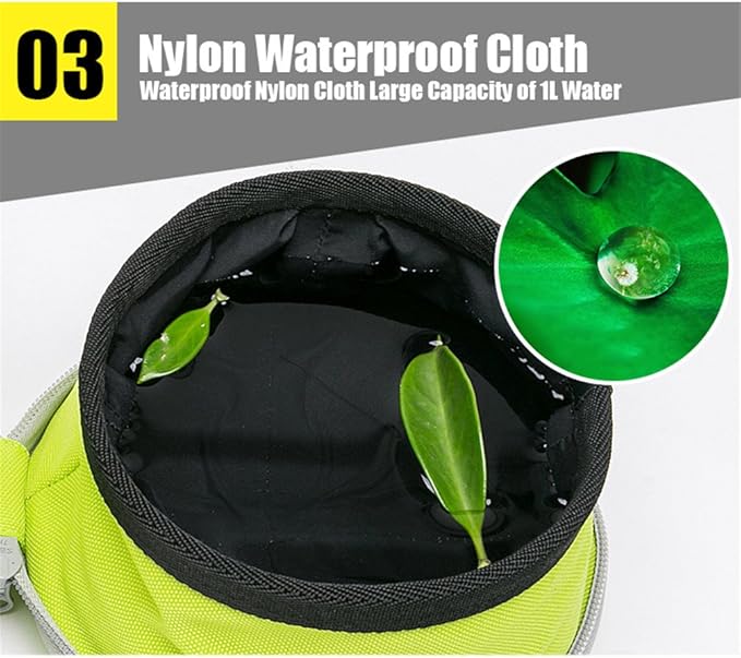 WINHYEPET Collapsible Canvas Dog Bowl Double Holder, Portable for Easy Travel, Foldable and Pocket Size for Running, Walking, Hiking, Camping, Waterproof Lining Holds Food and Water, Dogs 2 Way Use