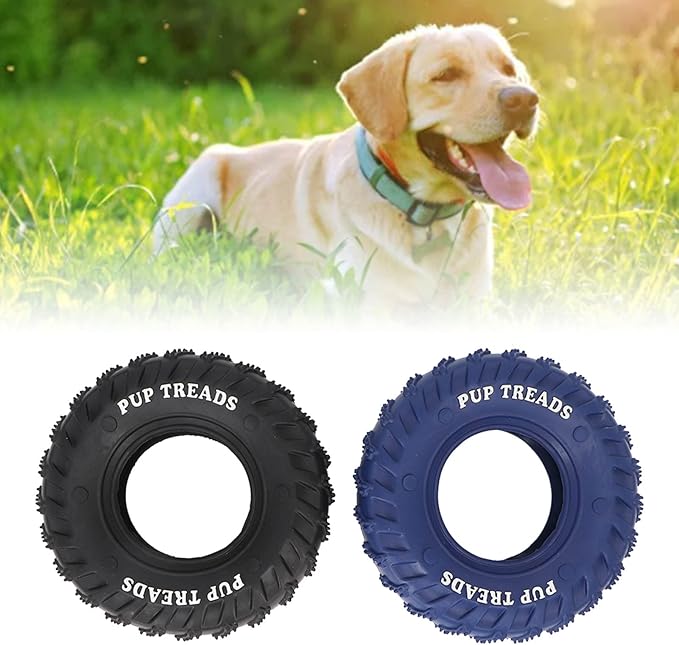 Denash Rubber Tire Chew Toys for Dogs, Interesting 2 Pack Practical Rubber Chew Tire for Dogs, Great Toughness, for Medium and Large Dogs in The Garden