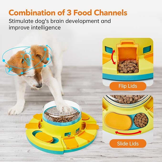 Potaroma Dog Puzzle Toy 2 Levels, Slow Feeder, Pup Food Treat Feeding Dispenser for IQ Training and Entertainment for All Breeds 4.2 Inch Height