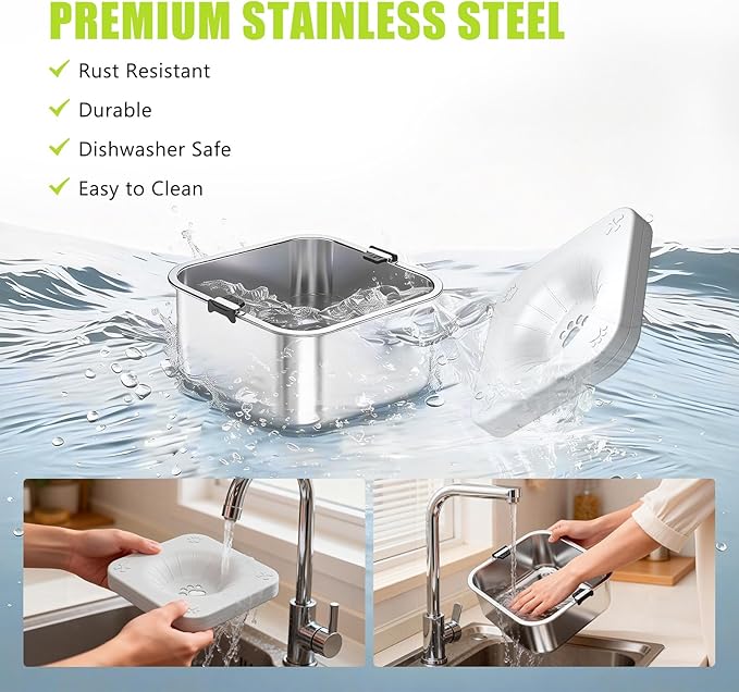 No Spill Dog Water Bowl 3L/101oz Stainless Steel Slow Drinking Water Bowls with Floating Disk, Anti-Splash Spill Proof Dog Dispenser for Messy Drinkers, Home & Travel Use (Light Gray)
