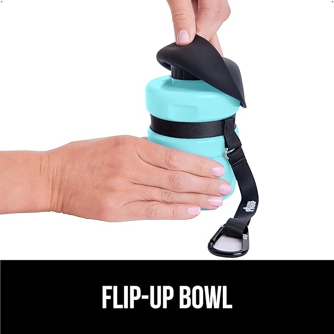 GORILLA GRIP Dog Water Bottle, Portable Water Bowl Dispenser for Dogs, 20 oz Leak Proof Pet Travel Squeeze Bottles Food Grade Silicone, Pet Stocking to Go Puppy Essentials, Turquoise