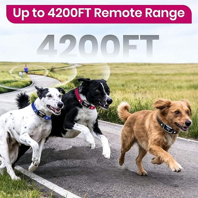PetJoy 3-Dog Training Collars & Shock Collar for 3 Dogs, with Lockable Shock - Shock Lock Mode Switches to Tone & Vibe Only, Includes Rechargeable Remote with 4000ft Range (9 Tones)