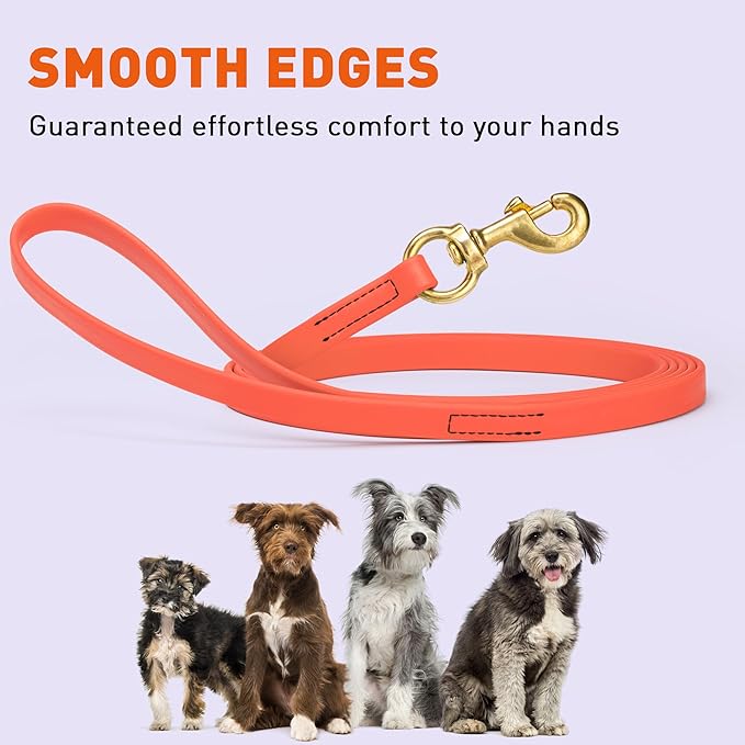 Viper Biothane K9 Working Dog Leash Waterproof Lead for Tracking Training Schutzhund Odor-Proof Long Line with Solid Brass Snap for Puppy Medium and Large Dogs, 15ft Coral