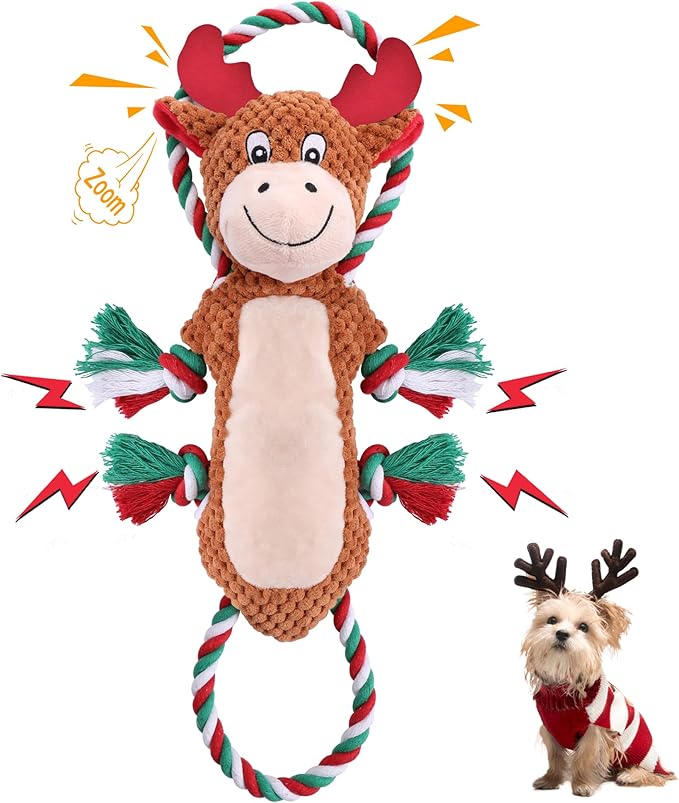 Newget Dog Toys with Squeaker, Plush Stuffed Animals Toys for Aggressive Chewers, Cute Squeak Toys for Large Medium Small Dogs, Interactive Dog Chew Toys, Durable Plush Dog Toys for Puppy Teething
