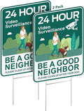 No Pooping Dog Signs for Yard, 2 Pack 2-Sided12"x9" with Metal Stake, Clean Up After Your Dog Signs