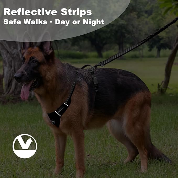 No Pull Dog Harness for Small Dogs, Adjustable, Reflective Breathable Padded Vest with 2 Metal Leash Clips and Handle for Control or Car Seatbelt Use, Black, S
