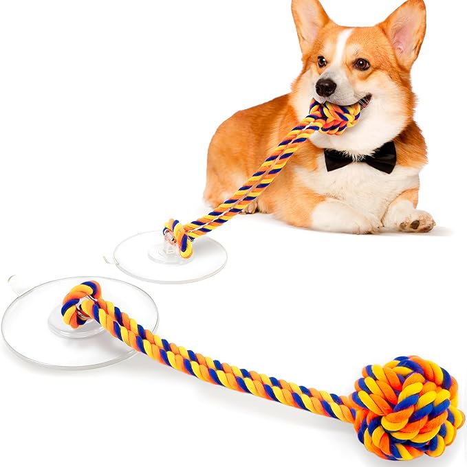 Medium Dog Toys:Interactive Sticky Suction Cup Tug & Pull-Apart Toy,Durable Rope and Orange chew Ball，The Indestructible Enrichment Puzzle, Built for Aggressive and Busy chewers