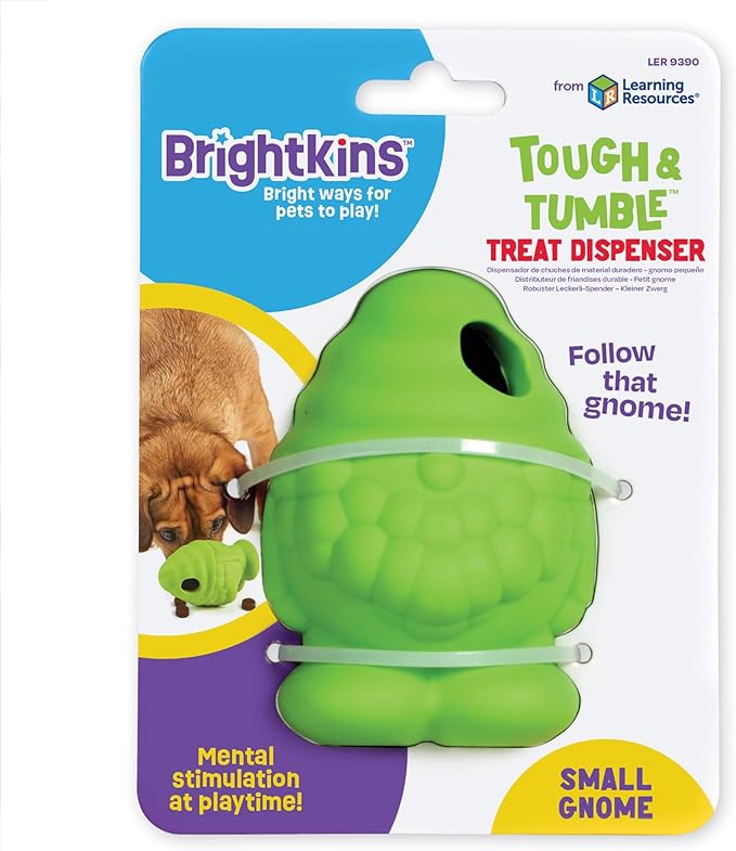 Brightkins Tough & Tumble Treat Dispenser Small Gnome - Interactive Dog Puzzle Toys for All Breeds, Enrichment Dog Toys for Aggressive Play