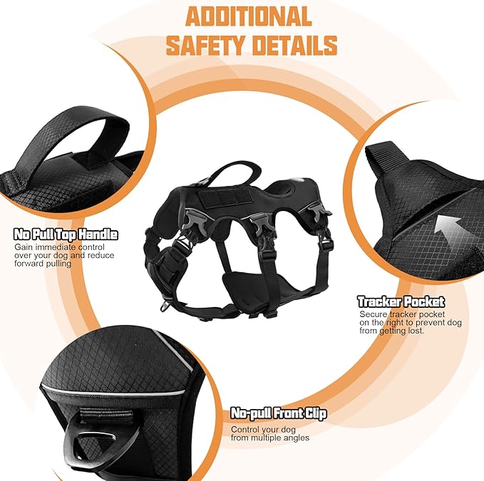 AUROTH Escape Proof Dog Harness - Soft Padded Reflective Adjustable Vest with Lift Handle - Medium Size