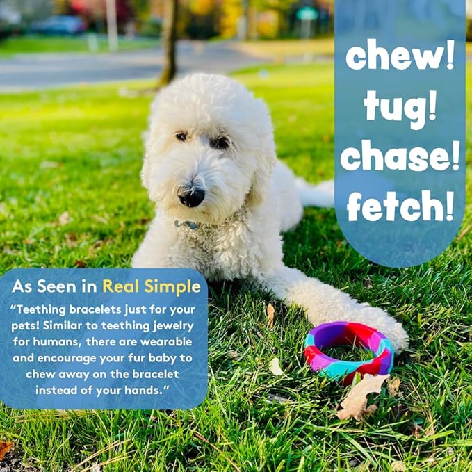 Chunky Teething Rings for Dogs, Bracelet Food Grade Silicone Puppy Chew Toys for Large Puppies, Durable Dog Ring Toy for Medium Large Dogs, Puppy Teething Chews - Pink Lemonade