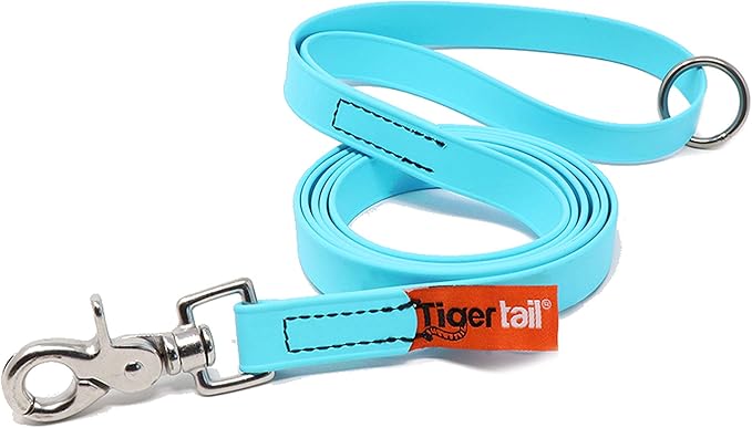 Tiger Tail 4FT Sky Blue Premium Coated Nylon Dog Leash for Large Medium & Small Dogs - Waterproof and Odor Proof, Alternative-Leather Lead | Sky Blue, 4ft