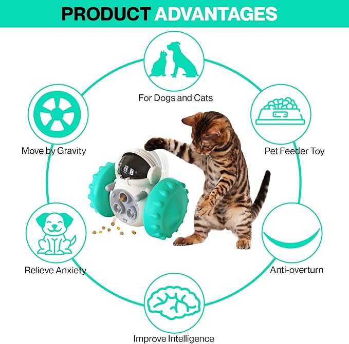 Dog Toy Dispenser - Doggy Treat Dispensing Chase Toys for Mind & Health Improvement - Pet Interactive Food Puzzle Toy for Medium Small Dogs - IQ Training Slow Feeder Toy for Dog & Cats