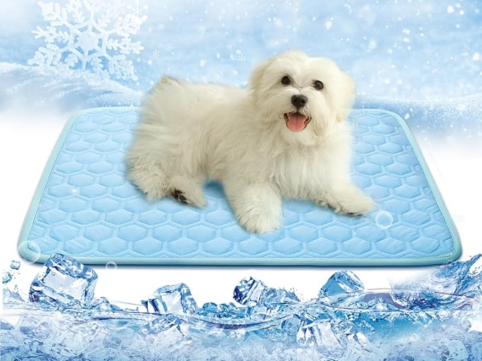 Upgraded Self-Cooling Mat for Dogs & Cats - Thicken, Washable, Non-Toxic, Foldable & Non-Slip Dog Cooling mat Pet Cooling Pad for Indoor, Outdoor, Car- Perfect for Summer (Blue, 18“*24”(Small))