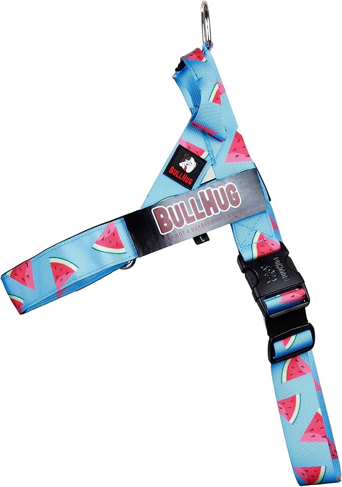 BULLHUG Adjustable Dog Harness– No Pull, No Choke – for English Bulldogs, French Bulldogs, Pugs & Broad-Chested Breeds – Easy, Safe Walks (Watermelon, Small)