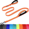 VIVAGLORY Twingrip Dog Leash, Double Handle Dog Leash for Training & Walking with Traffic Handle & 2 Loop, Traffic Control Reflective Heavy Duty for Puppy Pet, 5ft x 1in, Orange